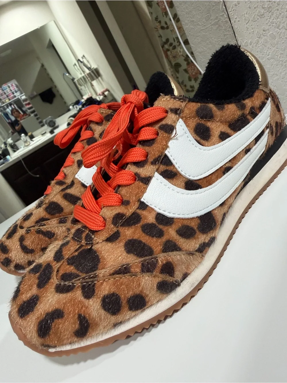 DV by Dolce Vita Leopard Print Sneakers with Orange Laces